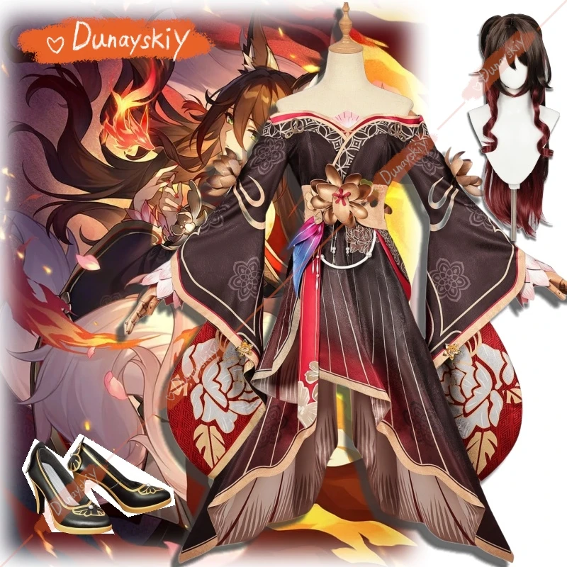 Honkai Star Rail Fugue Cosplay Costume Wig Dress Tingyun Sky-Faring Commission Xianzhou Luofu Halloween Party for Women