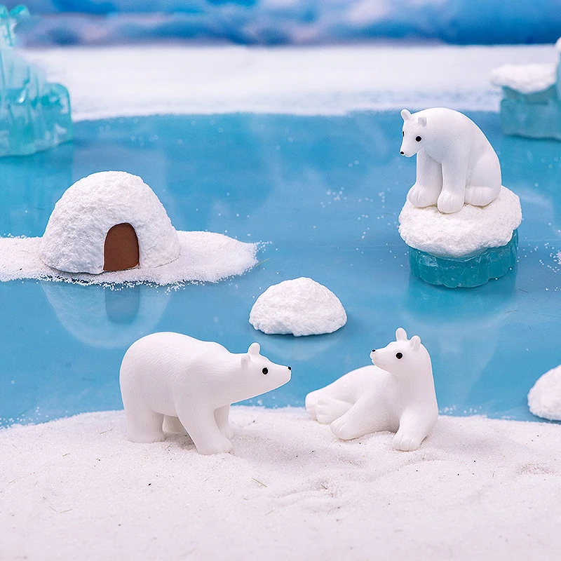 1 шт. имитация миниатюрного ледника белого медведя печать кукла украшение