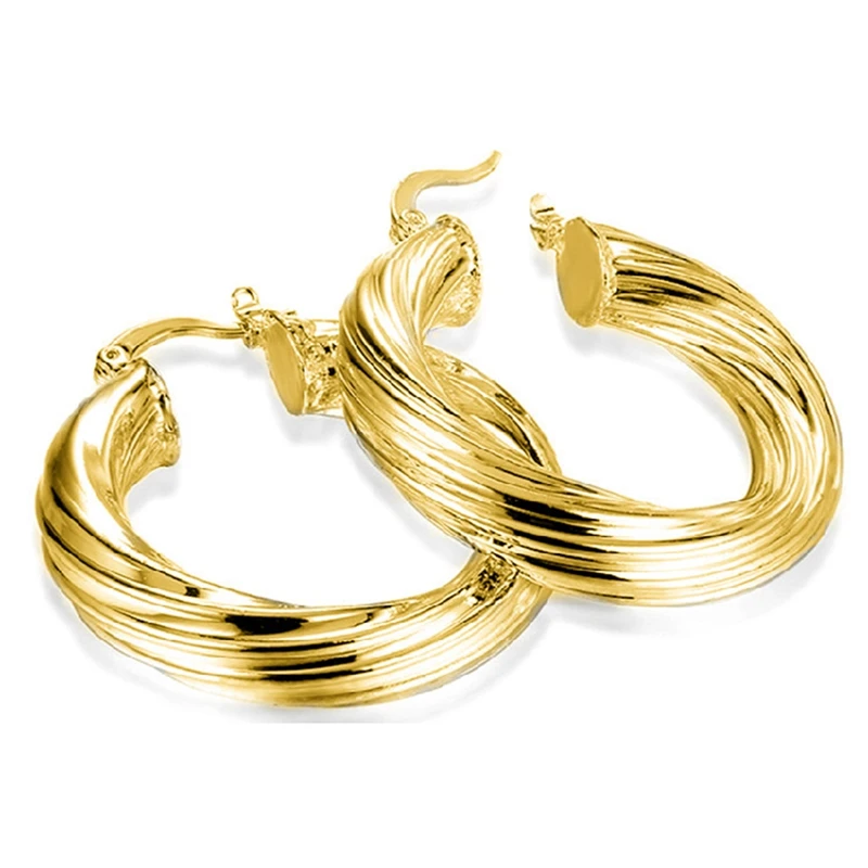 

30mm Textured Gold/Silver Hoop Earrings for Women Charming Fashion Banquet Party Jewelry Gift