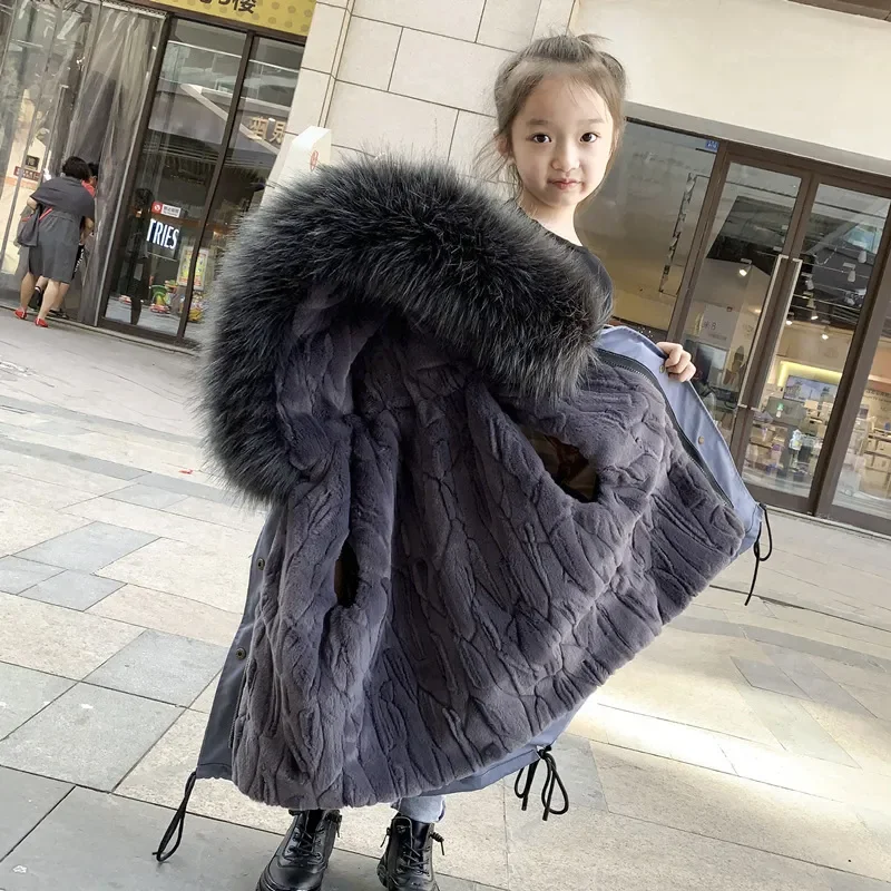 

Женская зимняя куртка с большим меховым воротником, на Возраст 4-14 лет