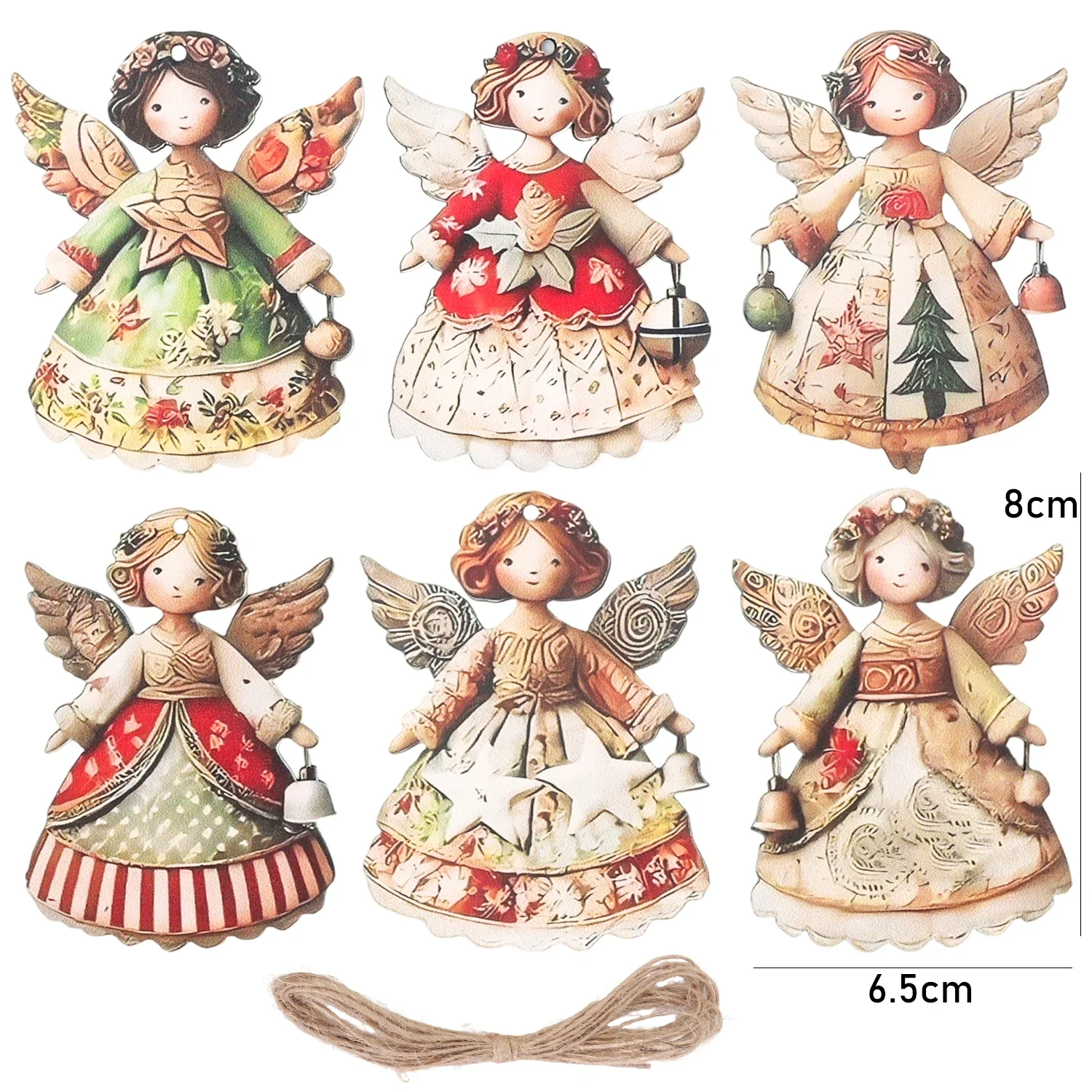 Деревянные винтажные ангелы для рождественской елки
