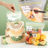 302015pcs reusable fresh keeping bags zipper sealed bag for vegetable fruit storage freezing home food bags with sealing label