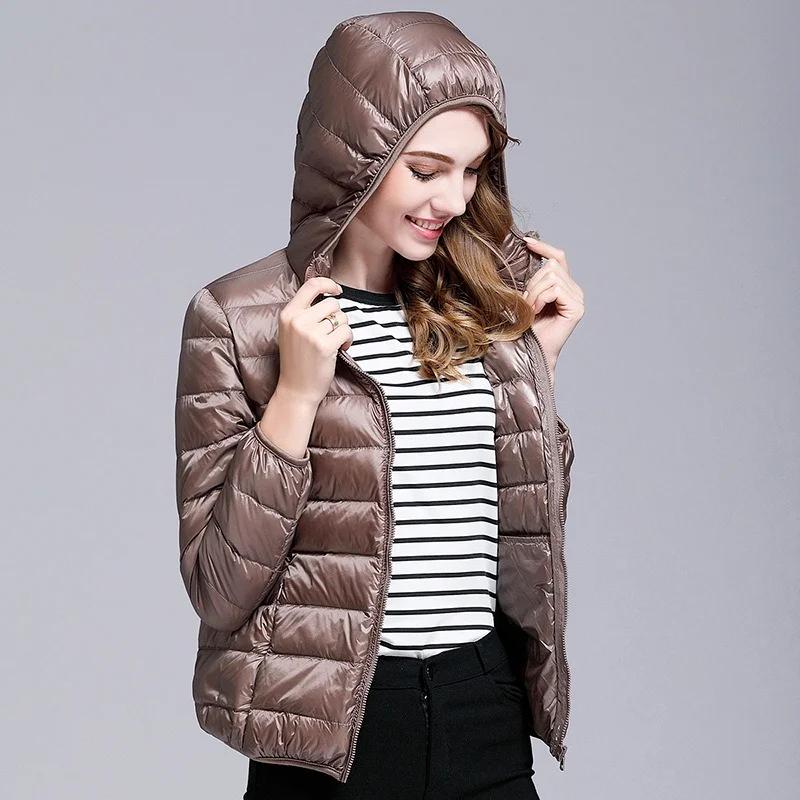 Autumn Winter Slim Short Down Jackets Women Solid Colors Hooded Coats Light Warm Thick Outwear Fashion Casual Commuter Overcoats