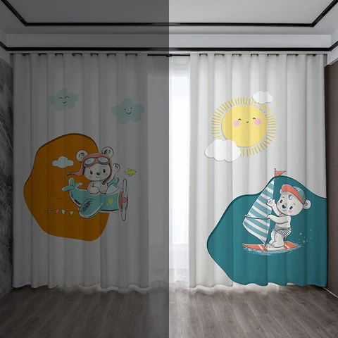 Шторы блэкаут Детские с 3D рисунком, пользовательские занавески с милыми рисунками животных, подходят для гостиной, детской спальни, кабинета
