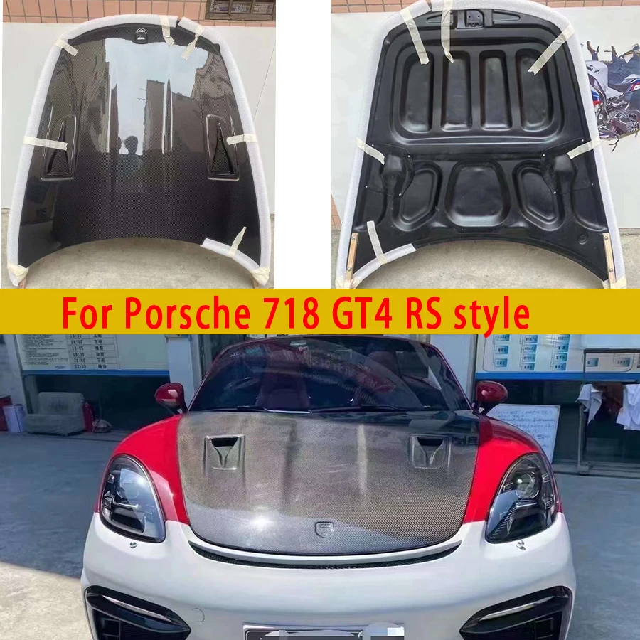 Для Porsche 718 982 Cayman Boxste GT4 RS стиль капот из углеродного волокна крышка двигателя