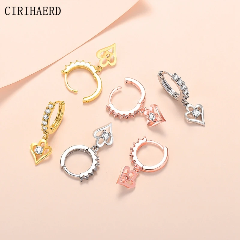 

Modern Women's Earrings 2022 Fashion Luxury Quality Jewelry Rose Gold Crystal Heart Dangle Hoop Wedding Woman Long Earrings Gift