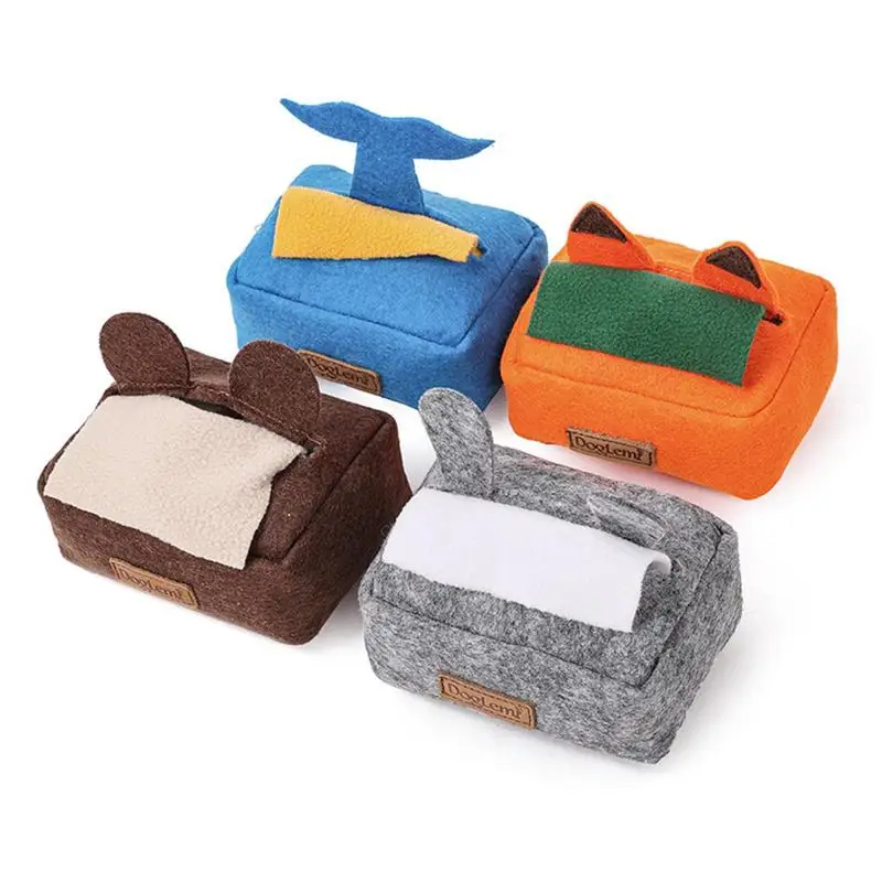 Hide And Seek Tissue Box Snuffle Dog Toy Interactive Treat Dog Feeder Pet Toys Nosework Training Toy For Cats
