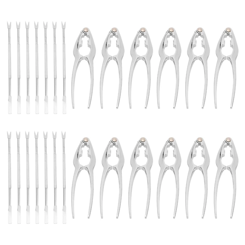 

2X Seafood Tools Set Including 14 Forks And 12 Lobster Crab Crackers Nut Clip Nut Cracker Set Seafood Tool Kit Tool