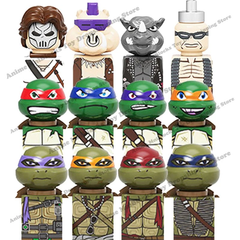 Мини Экшн-фигурки KF6125 TMNT, Черепашки Ниндзя, кирпичи, кукла Лео Раф Дон, сборные строительные блоки MOC, игрушки для детей своими руками
