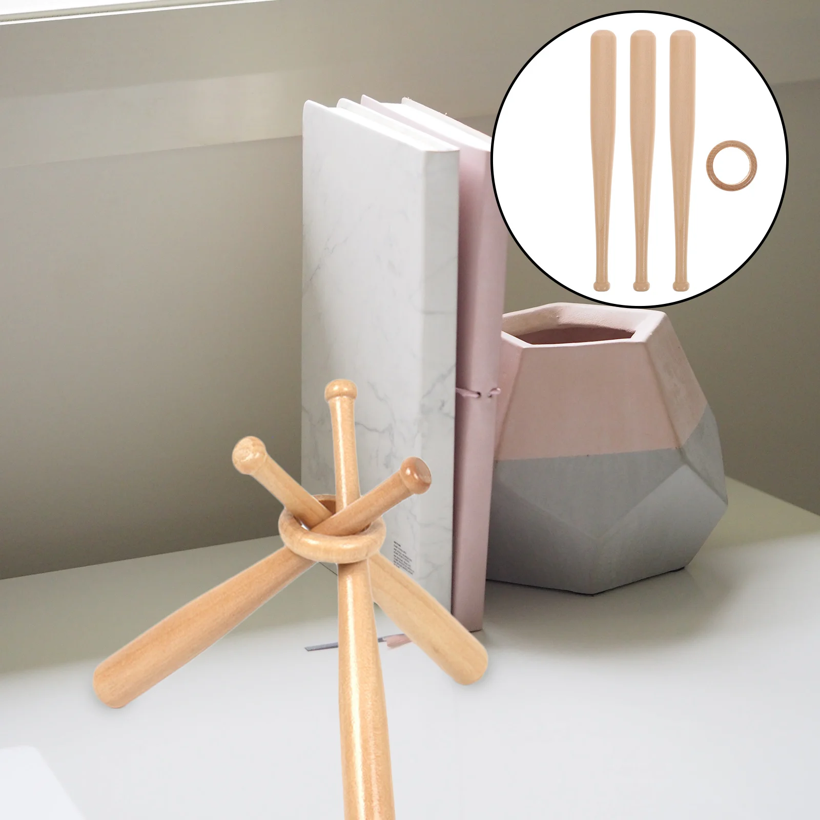 

1 Set of Wooden Mini Baseball Bats Shape Baseball Holder Baseball Stand