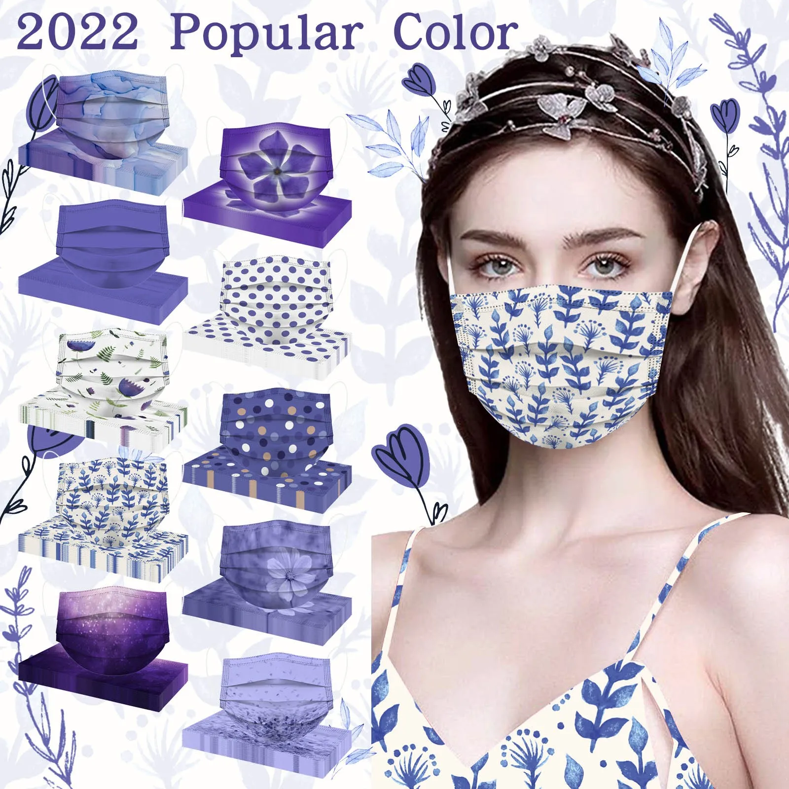 

10pcs Adult's Disposable Mask Spring Floral Printed Three-layer Protective Face Mask Flower Mascarillas Elegant Masque Halloween