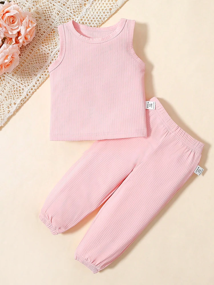 Летний повседневный наряд для маленьких девочек. Симпатичные однотонные штаны