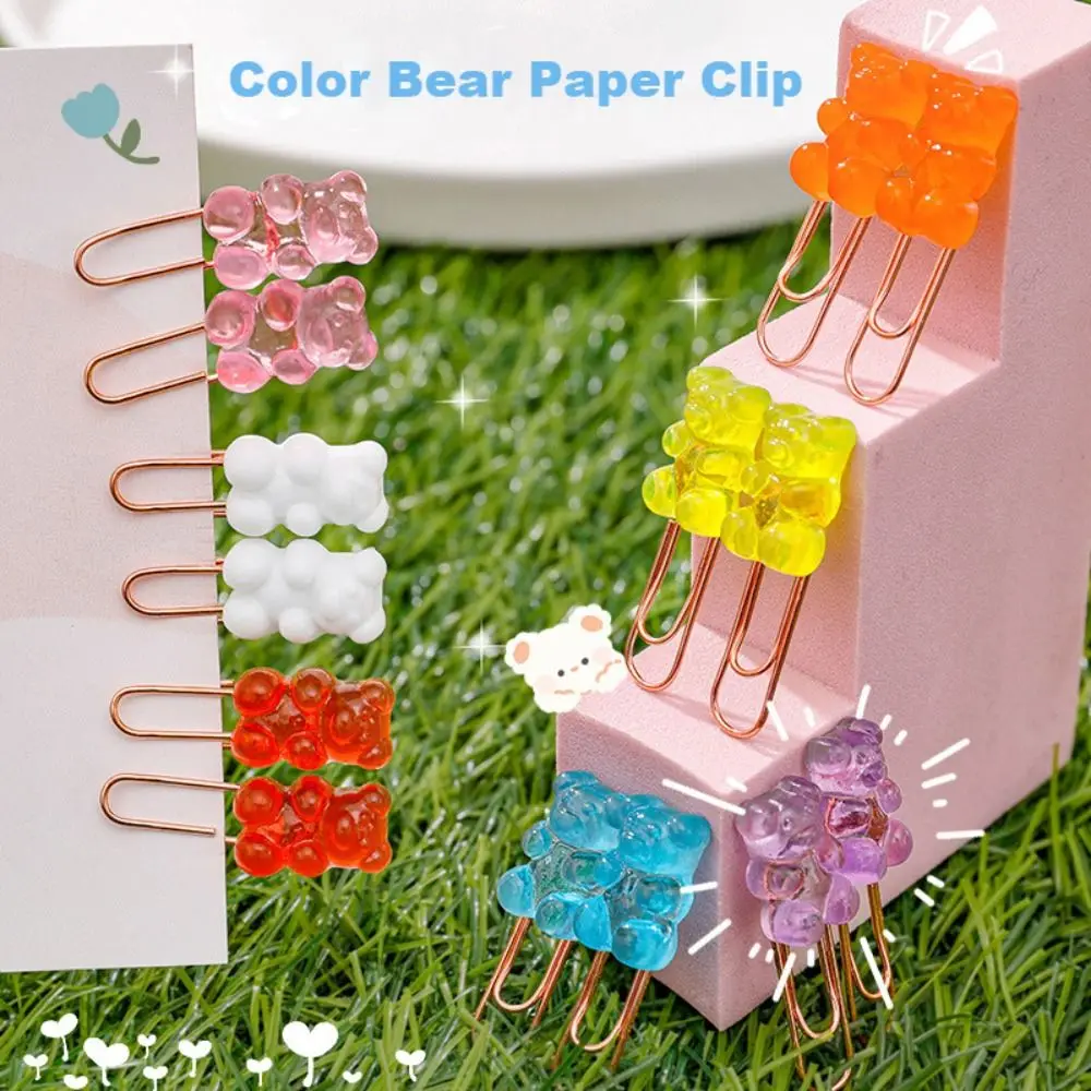 

10PCS New Creative Colorful Bear Metal Memo Paper Clips Set Index Bookmark For Books Office School Stationery Organizer Supplies