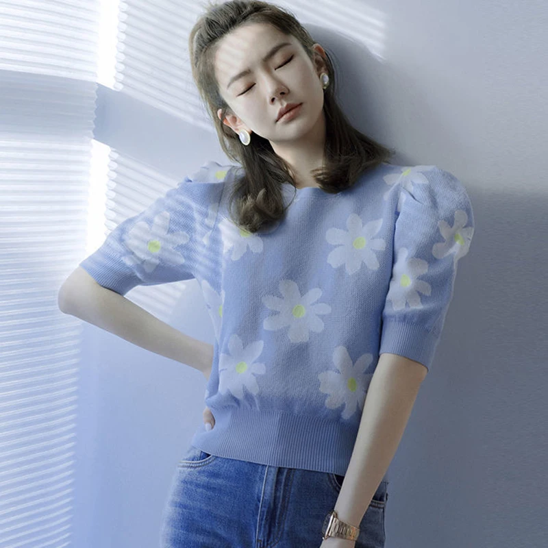 Яркие шелковые трикотажные футболки в Корейском стиле женский летний