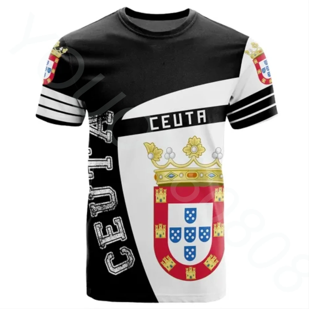 

Ceuta Patriotic Flag 3D Printing Round Neck High Quality T Shirt Summer New Round Neck Men Ladies Casual