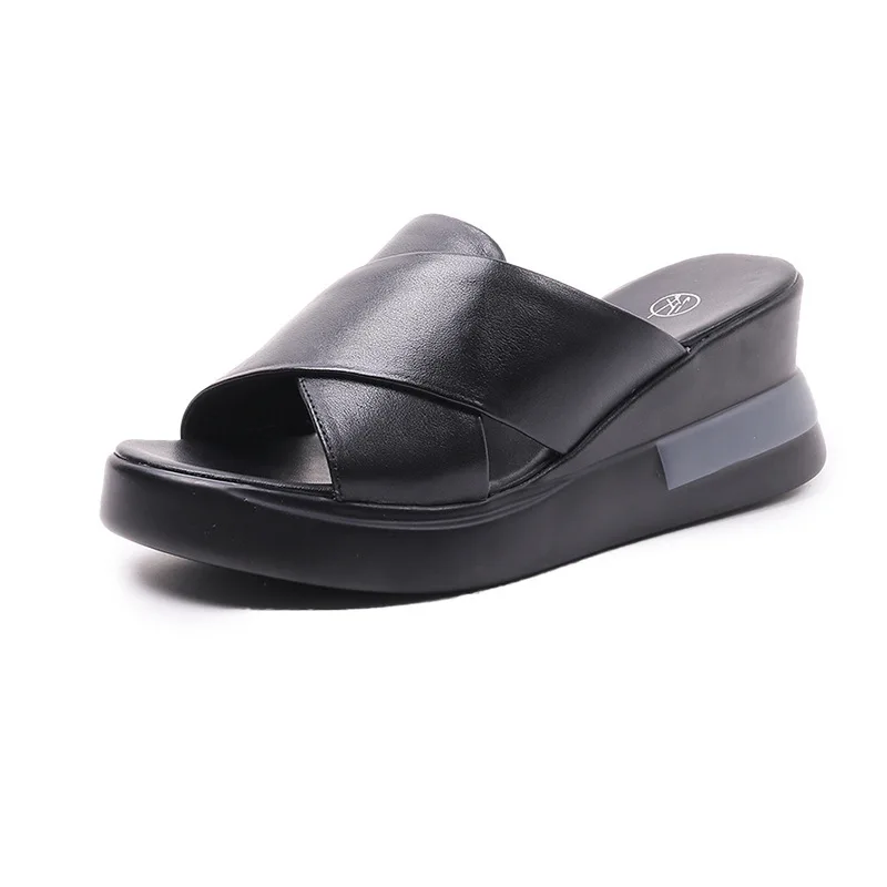 New Women Slippers Summer 2022 Fashion Modern Slides Wedges 7cm Platform Shoes Woman Slippers Causal Shoes Ladies Slides Female