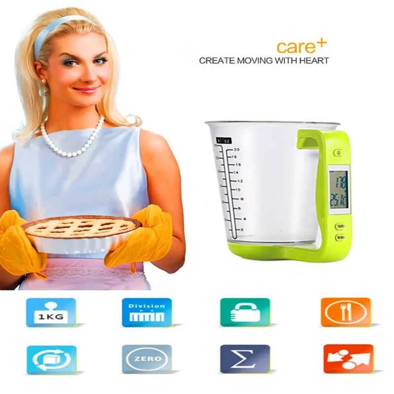 Электронный цифровой ЖК-дисплей Дисплей Кухня мерные чашки Еда вода измерение во