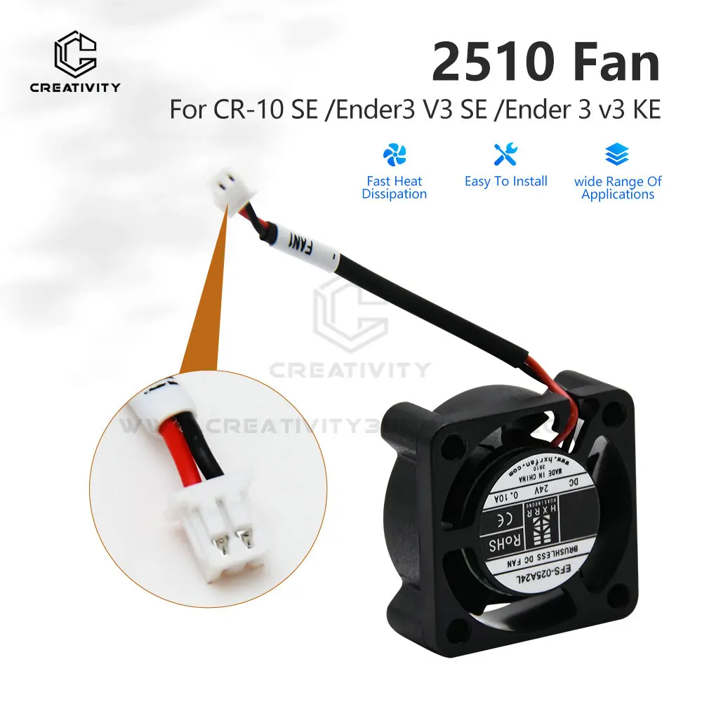 Фото Вентиляторы Ender 3 V3 SE 4010 Вентилятор постоянного тока 24 В 2510 Осевой вентилятор охлаждения для Ender 3 V3 SE/V3 KE Аксессуары для 3D-принтеров №2