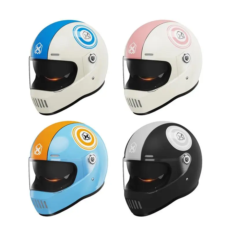 

Vintage Motorcycle Helmets Unisex Fashion Full Face Motorcycle Helmet Double Lens Cross Section Safety Helmet For Scooters Bikes