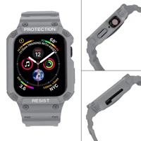 apple watch integrated strap silicone shockproof solid color tpu strap