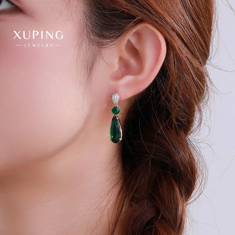 Серия цветных драгоценных камней Xuping квадратные серьги с каплями воды