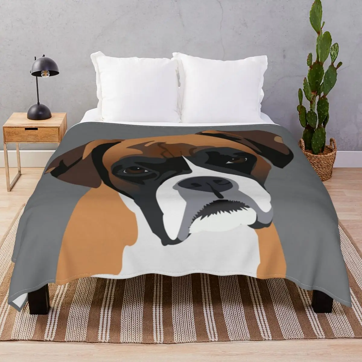 Boxer Blankets Flannel Plush Print Lightweight Throw Blanket for Bedding Home Couch Camp Cinema