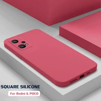 liquid silicone square phone case for xiaomi redmi note 8 9 9s 10 pro max for poco f3 gt x3 pro nfc m3 m4 pro soft cover funda