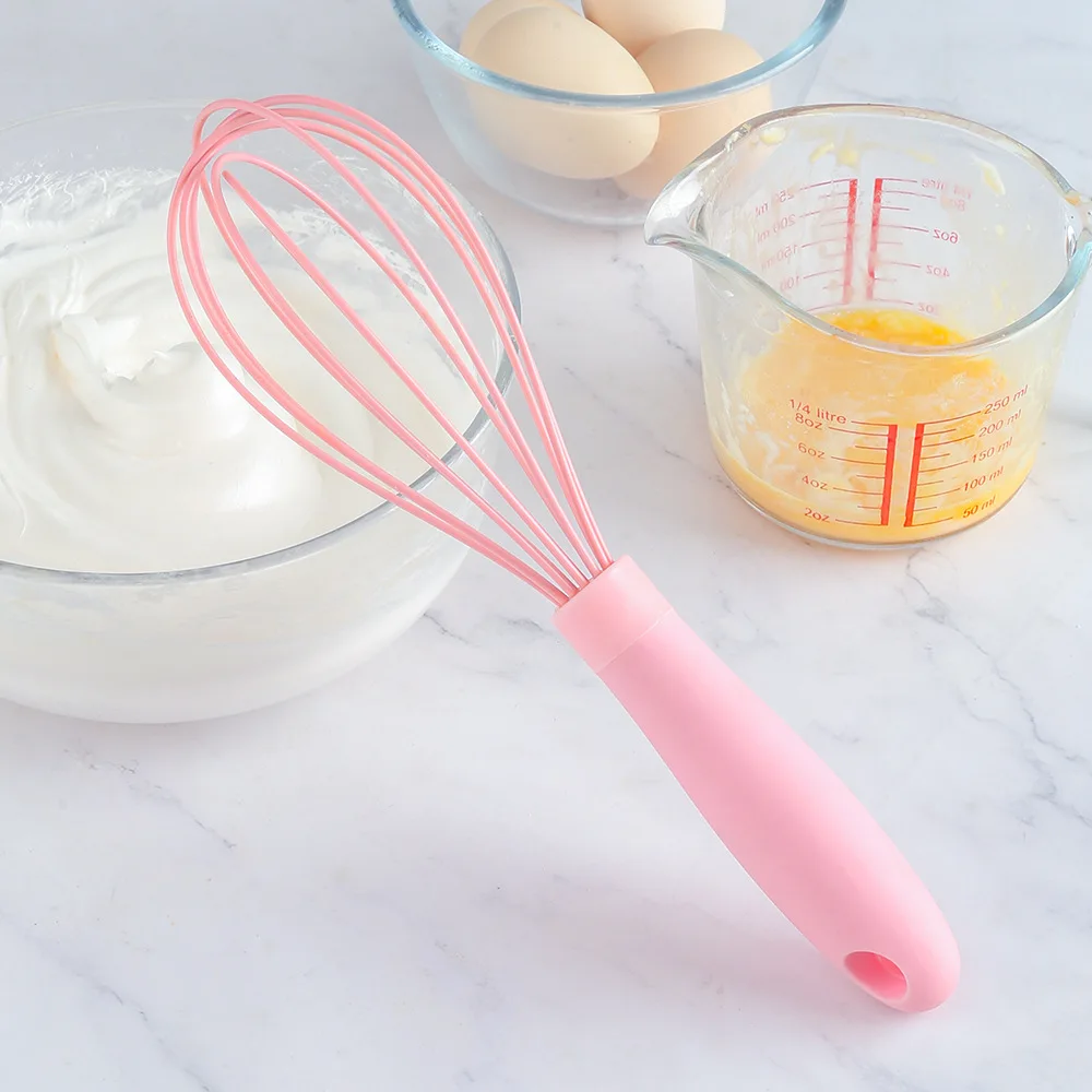 

Handmade DIY Cake Silicone Manual Whisk Household Baking Pink Cute Egg Mixer Cream Flour Stirrer Kitchen Accessories Tools