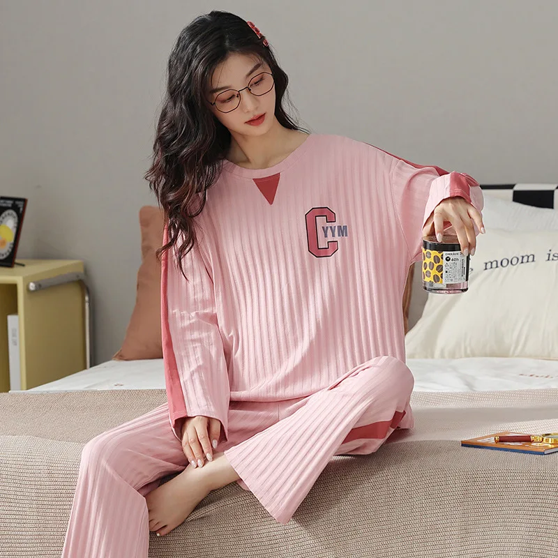 SUO&CHAO Spring Autumn Cartoon Print Pajamas Sets For Womens Long Sleeve Tops And Long Pants Nightgown Sleepwear Homewear