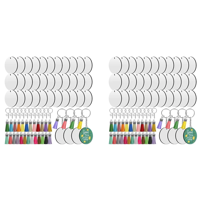 

Сублимационные заготовки брелоки, 400 шт. 2-дюймовые круглые заготовки для сублимации, круглые заготовки для брелоков с кисточками, для изготовления поделок своими руками