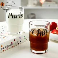 korean transparent glass with letter retro coffee cup couple dessert milk tea cup water glass cute coffee mugs vaso