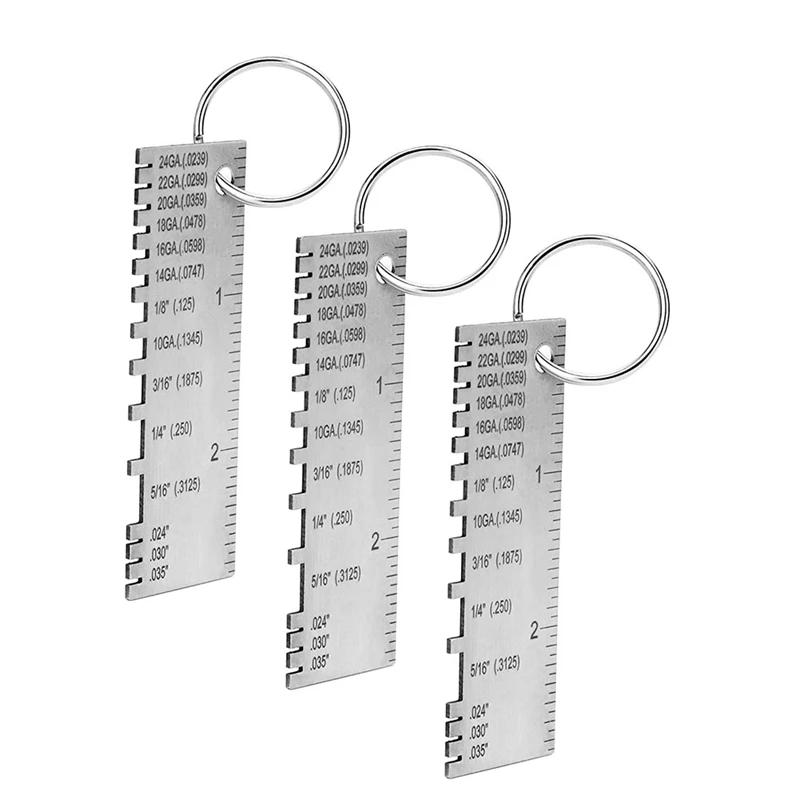 

Metal Gauge Sheet Thickness Gauge 3 Pack Stainless Steel Wire Gauge Size Inspection Tool Welding Tool Accessories
