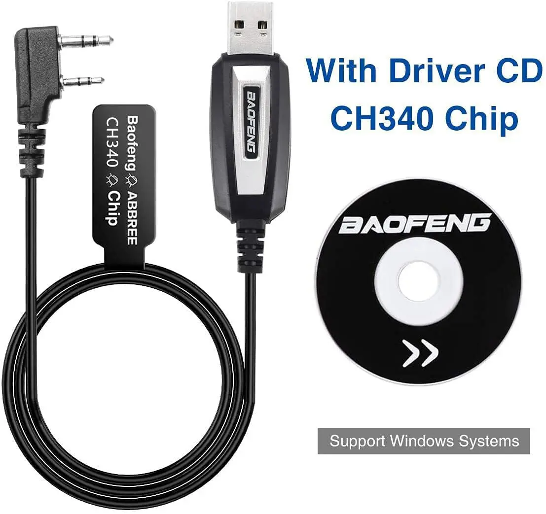 Фото USB-кабель для программирования CH340, чип, совместимый с драйвером CD для BaoFeng, UV-5R 5RM, BF-F8HP GMRS, UV-21R Plus UV-5G №3