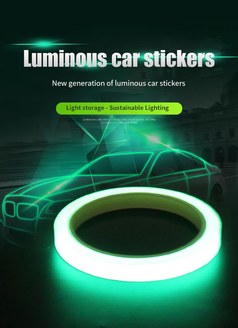 

Car Reflective Strips Tape Green Warning Ground Light Storage Stairs Non-slip Stickers Reflective Fluorescent Tape Accessories
