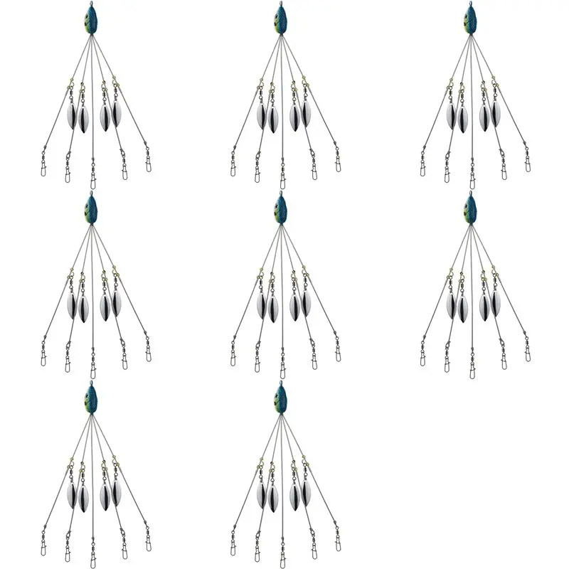 Фото Набор оснасток A06F-8X Alabama Umbrella Rigs для ловли баса и стриперса, приманки-свимбейты для пресноводной рыбалки, синий цвет №1