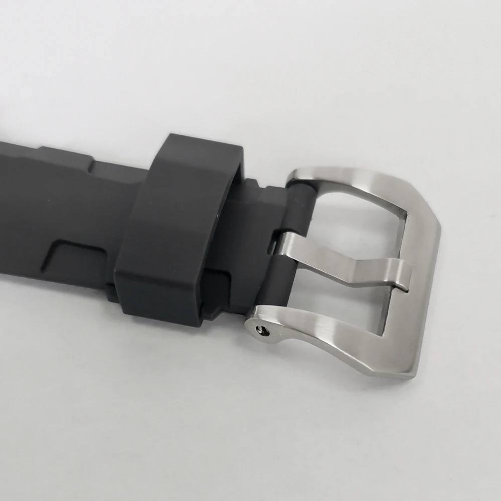 PVD Black 45mm Watch Case Can Case+light Blue Inner Ring+black Rubber Strap Can Hold NH35 NH36 Movement