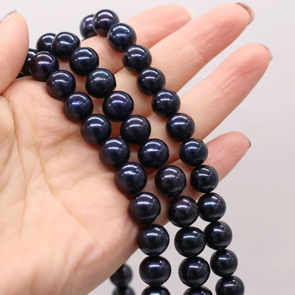 Купи 9-10mm Real Natural Freshwater Pearls Black Loose Round Shape Pearls Beads For Jewelry Making Craft DIY Bracelet Necklace 15" за 512 рублей в магазине AliExpress