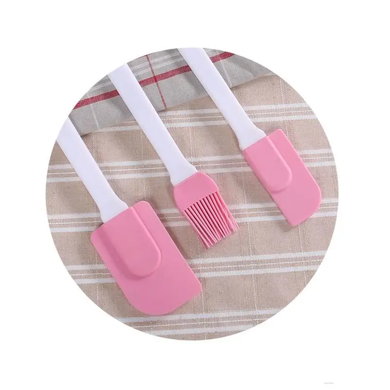

3 Pcs Silicone Spatula Baking Tools Set Silicone Heat-resistant PP Handle