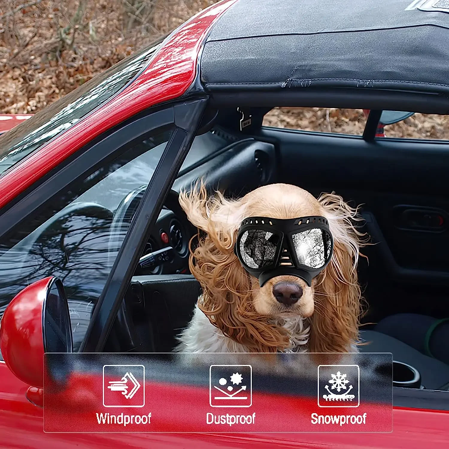 Солнцезащитные очки для собак маленьких пород с регулируемыми ремнями