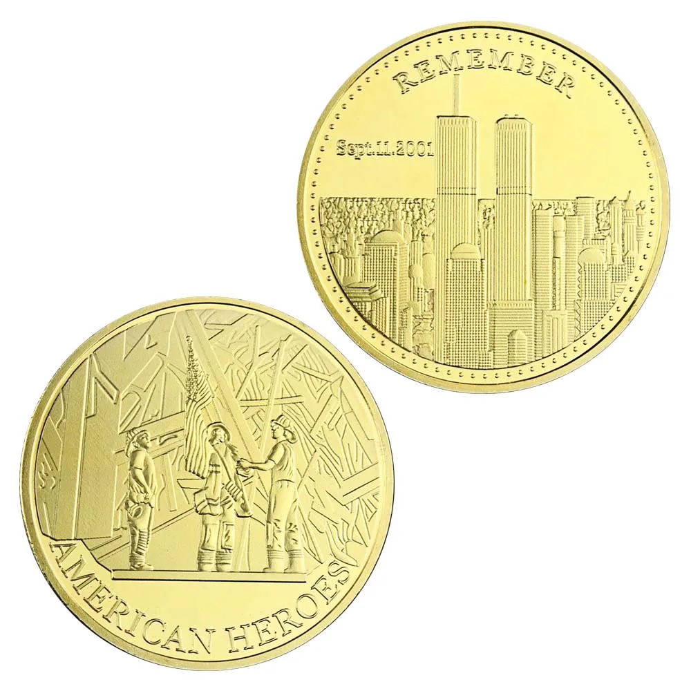September 11 Attacks Always Remember Collectible Gold Plated Souvenir American Heroes Basso-relievo Commemorative Coin | Дом и сад