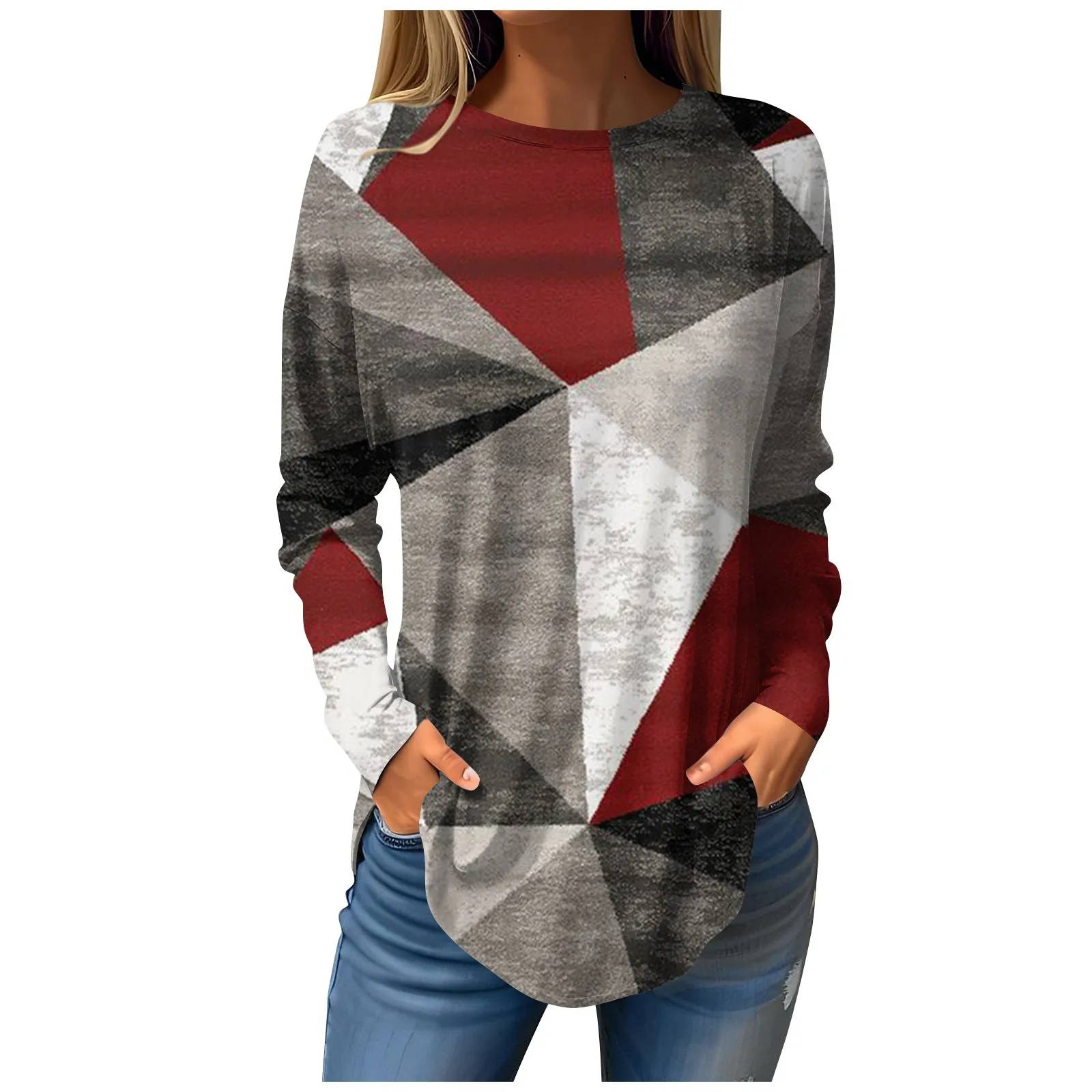 

Футболки для женщин, Осенние повседневные рубашки с длинным рукавом, свитшот, топ с принтом в стиле ретро, пуловер, женская одежда на осень и зиму