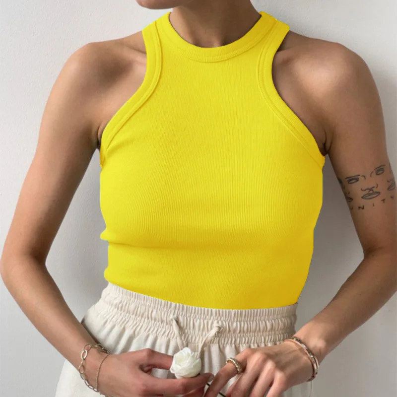 Summer Sexy Backless Tank Top Women Sleeveless Vest Quality Y2k Knitted Camis Tank Tops Women Casual Solid Color Basic Camisole images - 6
