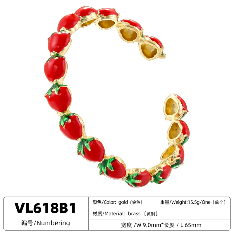 ZHUKOU милый женский открытый регулируемый браслет с красной вишней и клубникой в