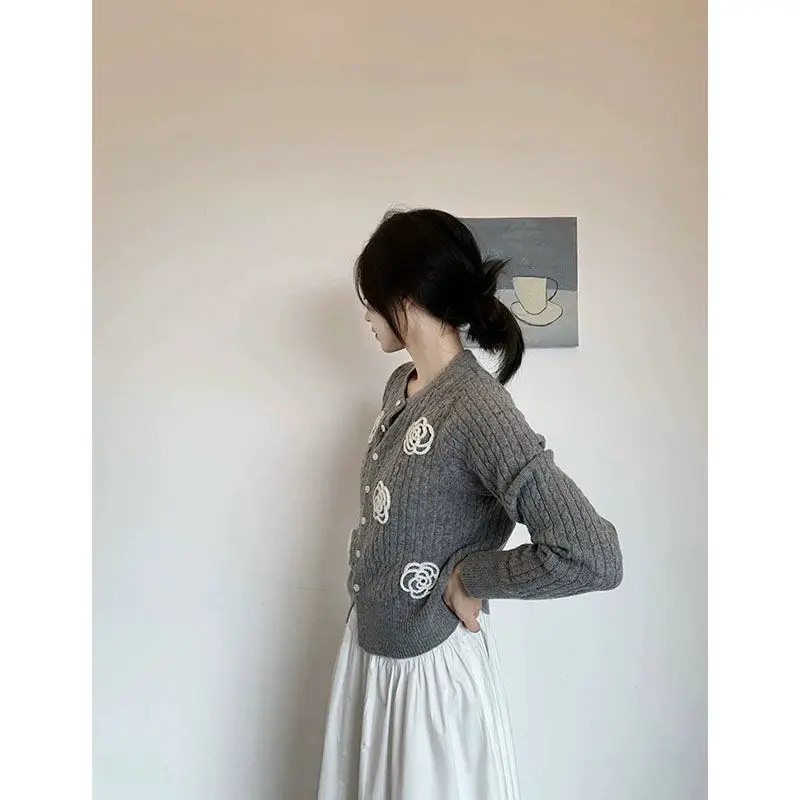 Осенний Женский Белый Розовый Серый кардиган свитер