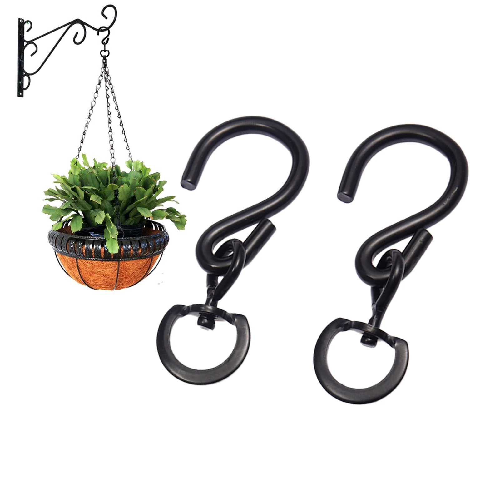 

Swivel Plant Basket Hook Black 360Swivel S Hook With Closed D Rings Plants Pots Flower Basket Wind Chimes Pendants Party Copper
