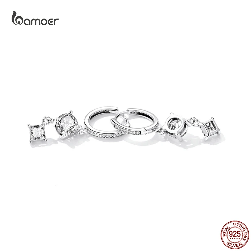 Bamoer 100% Настоящее серебро 925 пробы сверкающие кубические циркониевые