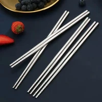 5 pairs stainless steel square chopsticks set 304 metal chopsticks korean household high temperature non slip palillos chinos