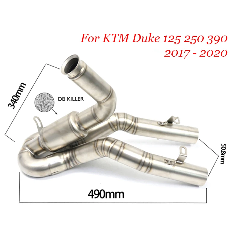 

Выхлопная труба средней длины для мотоцикла, слипоны для KTM Duke 125 250 390 2017 2018 2019 2020 системы, Соединительная труба, модификация