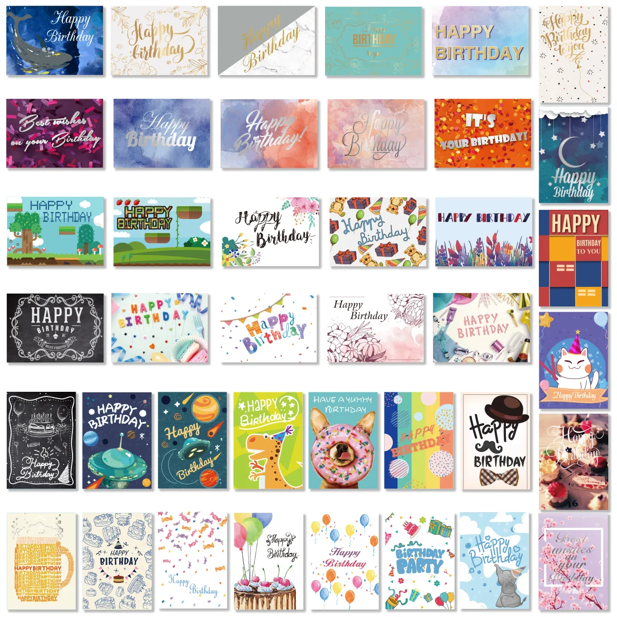 Partykindom 40PCS Birthday Cards with 40PCS Envelopes Creative Birthday Cards Bulk Box Set