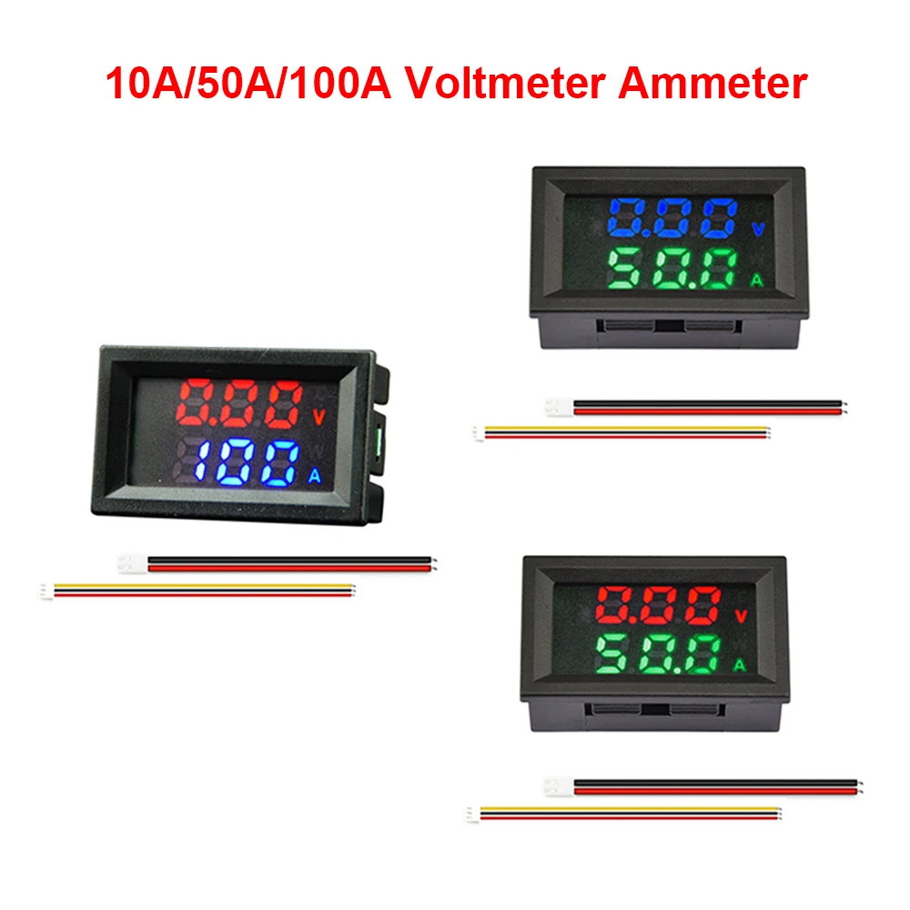 

DC 4-30V 10A 50A 100A LED Digital Voltmeter Ammeter Car Motocycle Volt Detector Tester Monitor Panel Voltage Current Meter